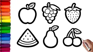 Drawing and Coloring fruits step by step