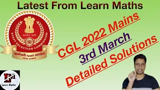 CGL 2022 Mains || 3rd March || Detailed Solution || Full concept  के साथ