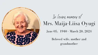 WATCH THE MEMORIAL SERVICE OF MRS MAIJA-LIISA OYUGI AT FGCK HOMABAY.