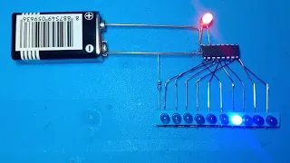 10 step LEDs charser using ic 4017 only without PCB board