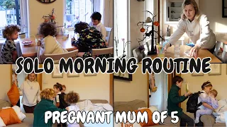 ☀️SOLO MORNING ROUTINE 5 KIDS|  pregnant stay at home mum, family of 7