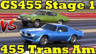 Trans Am 455 HO v Buick GS 455 Stage 1 - Burnout & 1/4 Mile Drag Race x 2 - Road Test TV ®