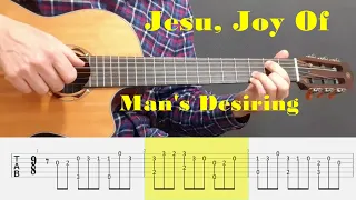 Jesu, Joy Of Man's Desiring - J. S. Bach - Fingerstyle Guitar Tutorial Tab
