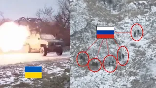 "Salute" for Russians. Launching from a pickup truck by a group of Russians. Ukraine Russia war