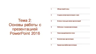 Тема 2: Основы работы с презентациями в Microsoft Office PowerPoint 2016