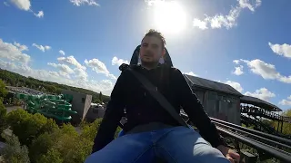 Onride: 'Dawnson duel' (Reverse ridercam) (Blue) 🔵 4K/POV 2023 - Bellewaerde park