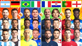 Argentina Germany 🆚 Brazil Italy 🆚 France Croatia 🆚 Portugal England   💥Ultimate Trio Comparison💥