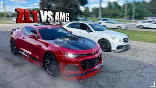 CAMARO ZL1 VS E63 S MERCEDES AMG  *BITURBO VS SUPERCHARGER*