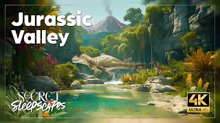 Volcano Thunder & Jungle Ambience for Focus, Relaxing, Deep sleep | 6 hrs | 4K  🎟️🌴🌋🦖