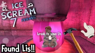 Ice Scream 7 Friends lis Fan Made Gameplay With Save Lis Ending || Ice Scream 7 Fan Made