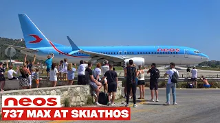 Neos Boeing 737 MAX 8 Low Landing & Takeoff Jetblast at Skiathos | Airport Beach Plane Spotting [4K]