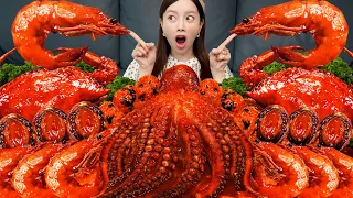 [Mukbang ASMR] Giant Octopus 🐙 Spicy FLEX Seafood Boil Abalone Blue Crab Shrimp Recipe Ssoyoung