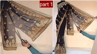 Rashmika Mandanna style dress sewing cut the Saree || cutting and stitching