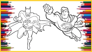 Batman and Superman Coloring Pages | Superheroes Digital Drawing Coloring Book