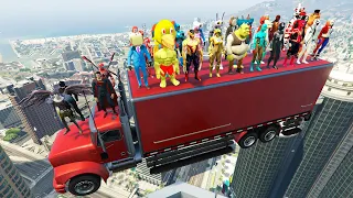 EPIC FALL FROM A GREAT HEIGHT (GTA 5 SpiderMan Falls Ragdolls Moments)