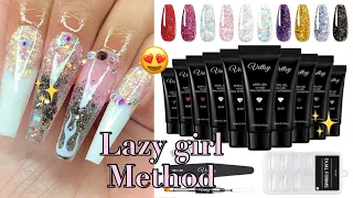 Lazy Girl Method Trying The Vettsy Glitter Polygel Kit 😍 | Nails by Kamin