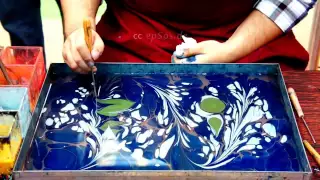 how to paint on water as paper marbling with ebru art