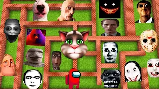 SURVIVAL MEGA MAZE with 100 OBUNGA NEXTBOTS in MINECRAFT animation gameplay - coffin meme