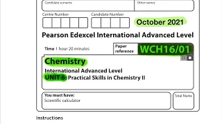 Pearson Edexcel International A level chemistry unit 6 October 2021