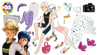 Paper Dolls Miraculous Ladybug and Cat Noir Dress up for Magazine Models Cartoons & Crafts