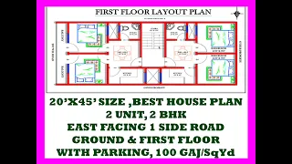 PLOT  SIZE 20*45 // 100 GAJ/SqYd // 2 UNIT 2BHK FOR RENT