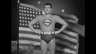 George Reeves Superman resin model re render w real flag and cape