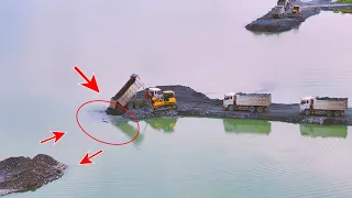 Amazing Project! Best Excellent SHANTUI Push Rock And Sand In lake With Truck Delivery Rock