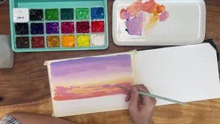 Vẽ phong cảnh hoàng hôn đầy màu sắc với màu Gouache | Paint with Chao