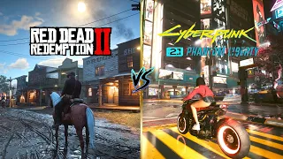 Red Dead Redemption 2 (2018) vs Cyberpunk Phantom Liberty (2023) - Graphics and Details Comparison