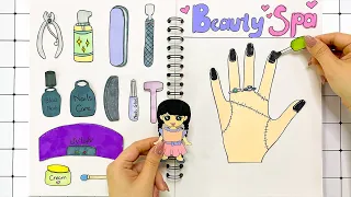 [Paper DIY] Nail care Wednesday Addams🖐💅 Nail arts tutorial 수요일 아담스와 이니드 ASMR | Lotus Paper