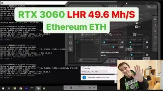 Разгон 3060 LHR 49.6 Mh/s 115Wh. Майнинг Ethereum ETH на 3060 LHR. Windows дает больше чем RaveOS