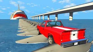 Shark Speed Bumps Crashes - BeamNG Drive (Cars Vs Sharks)