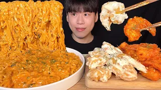 SUB) 크림 진짬뽕 & 크림새우 & 칠리새우 먹방 mukbang asmr 꾸덕꾸덕하게 우유랑 치즈 넣은 크림 진짬뽕에 바삭한 크림새우, 칠리 새우🍤 꿀조합