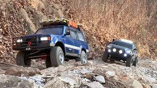 1/10 Scale RC : Enduro Knightrunner & TOYOTA Land Cruiser LC80(SCX10 III Chassis) Off-road Driving.