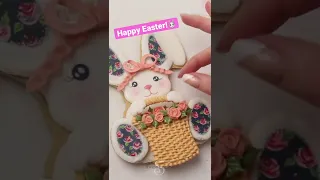 Easter Bunny Cookie | Wet-On-Wet Royal Icing Roses