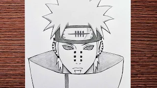 Anime sketch | how to draw Pain step-by-step - [Naruto] | Easy drawing ideas for beginners