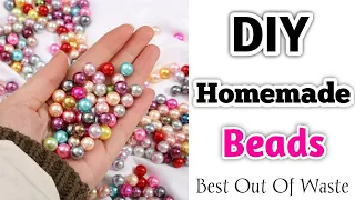 DIY : Homemade Beads / How to make beads at home / Beads making at home /DIY Easy Paper Beads making