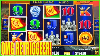 Dragon Link Bonus RETRIGGER on LAST SPIN! Winning on Golden Century Slot Machine