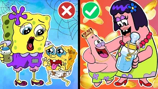 RICH Mom vs BROKE Mom! POOR BABY SPONGEBOB LIFE | Mukbang Animation Complete Edition | SLIME CAT