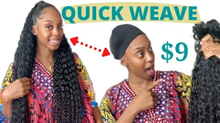 How to: Quick Weave | Half up Half Down With Synthetic Bundles #hairtutorial #quickweave