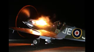 Spitfire Night Engine Run - WITH FLAMES