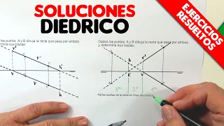 Rectas y Trazas en Sistema Diédrico - Soluciones a ejercicios de laslaminas - Problemas  Resueltos