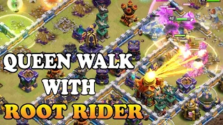 Queen walk with Root Rider th16 ! Th16 Queen walk attack strategy clash of clans