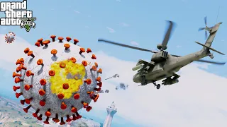 GTA 5 Military Mod AH-64D Apache Attack Helicopter Destroying The Coronavirus With Hellfire Missiles