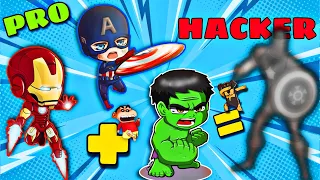 SHINCHAN and CHOP FUSING IRONMAN WITH HULK AND CAPTAIN AMERICA|Noob vs Pro vs Hacker| IamBolt Gaming