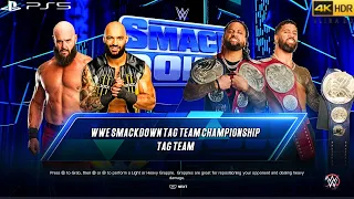 WWE 2K23 (PS5) - BRAUN STROWMAN & RICOCHET vs THE USOS | SMACKDOWN TAG TEAM TITLES | 2/10/23 [4K]