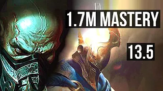 URGOT vs PANTHEON (TOP) | 1700+ games, 6/1/6, 1.7M mastery | KR Master | 13.5