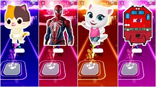 Baby Bus The Dangerous🆚Marvel s Spider Man🆚Talking Tom Angela🆚Bus Eater💥WHO WILL WIN💥TILES HOP