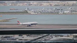 british airways land on the gibraltar airport runway