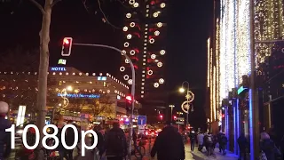 Walking down Schloss-Strasse in Steglitz, Berlin Germany | 1080p (after sunset)